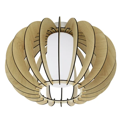 Afbeelding van EGLO Stellato 1 Plafondlamp Lichts Ø400mm. Nikkel Mat Ahorn, Wit