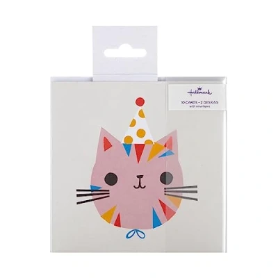 Afbeelding van Hallmark Verjaardagskaarten voor kinderen: 10 stuks in 2 schattige kattenmotieven, meerkleurig, (25563343)
