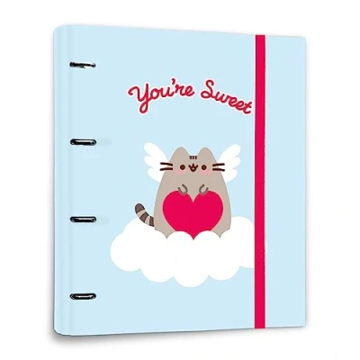Afbeelding van Grupo Erik Pusheen Ordner A4 met 4 ringen Harde map ringen, formaat 27 x 32 cm Schoolbenodigdheden, organizer, kantoorbenodigdheden