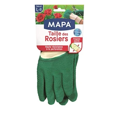 Afbeelding van MAPA Maat van de Rozen Latex tuinhandschoenen met textiel 100% Katoen Anti perforatie Ideaal voor het snoeien stekels 1 paar L, groen