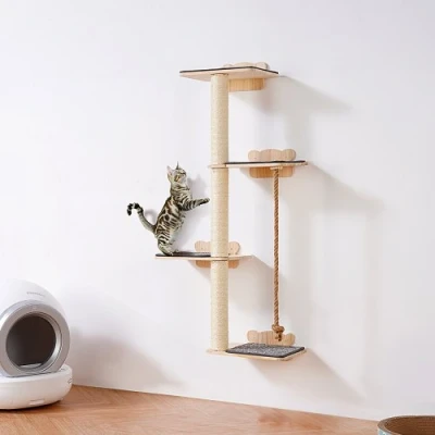 Image de VEVOR Étagères Murales pour Chat 4 Plateformes Meuble Chats Forme d&#039;Arbre
