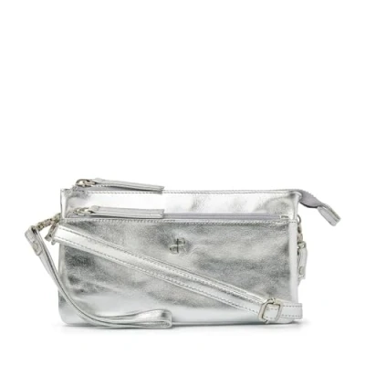 Afbeelding van dR Amsterdam Metallics Shoulderbag Clutch silver Damestas