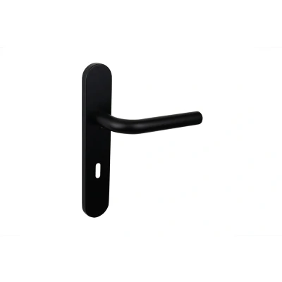 Afbeelding van Lavuzo deurkruk Oristano Zwart met afgerond schild SL72 Per set Deurklink