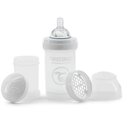 Afbeelding van Twistshake Anti colic babyfles White Diamond 180ml met Flowrate Small (0 2m)