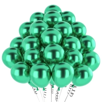 Afbeelding van hpnparty 50 stuks groene metallic ballonnen van 30 cm heliumballonnen latex voor verjaardagsdecoratie, babyshower, bruiloft, doop, feestdecoratie