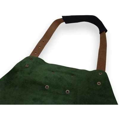 Afbeelding van Witloft Classic Leren Schort XXL Groen/Cognac
