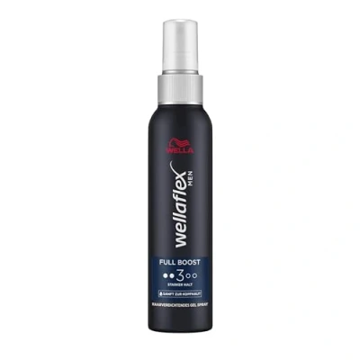 Afbeelding van Wellaflex Men Full Boost Haarverdikkingsgelspray, krachtige spray voor mannen, dikker haar, met cafeïne, dermatologisch getest en siliconenvrij, 150 ml
