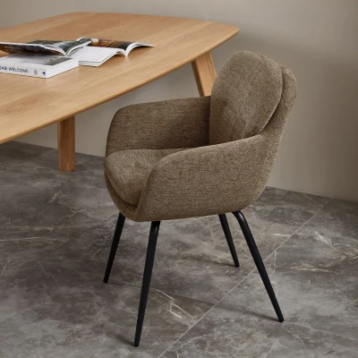 Afbeelding van WOOOD Runa Eetkamerstoelen Polyester Donker Zand Set van 2