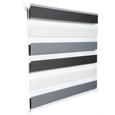 Afbeelding van WOLTU 1 stuk rolgordijn dubbel zonder boren, thermische isolatie, 70 x 220 cm, wit + grijs antraciet DR5616m13