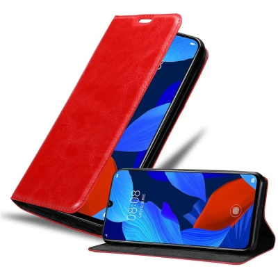 Afbeelding van Cadorabo Hoesje geschikt voor Huawei NOVA 5 / PRO in APPEL ROOD Beschermhoes met magnetische sluiting, standfunctie en kaartvakje Book Case Cover Etui