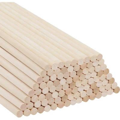Afbeelding van Belle Vous 100 Pak Natuurlijk Ronde Houten Deuvel Staven 30 cm Extra Lange Onbewerkte Stokjes van 7 mm Dik Deuvels voor Houtbewerking, Kunst Projecten, Decoraties &amp; DIY Hobby