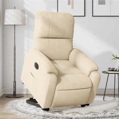 Image de vidaXL Fauteuil inclinable électrique crème tissu microfibre