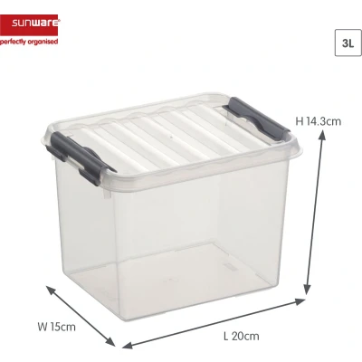 Afbeelding van Sunware Q Line Opbergbox 3L Transparant/Zilver