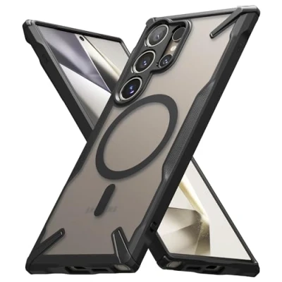 Afbeelding van Ringke beschermhoes compatibel met Samsung Galaxy S24 Ultra [Fusion X Mat], magnetisch, schokbestendig, krasbestendig, polycarbonaat, harde TPU bumper voor Ultra, mat zwart