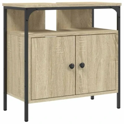 Afbeelding van Wastafelkast 60x30x60 cm bewerkt hout sonoma eikenkleurig