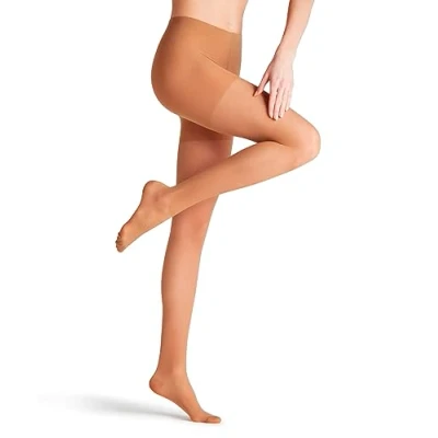 Afbeelding van FALKE Lufthansa Travel &amp; Comfort Energize 30 DEN transparante panty met sluier effect, effen, mat, gemiddelde compressie, betere doorbloeding, zacht, fijn garen, 1 paar, Bruin (Powder 4069)