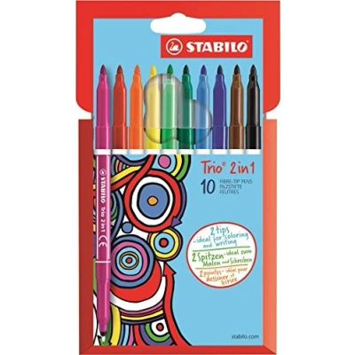 Afbeelding van Viltstift STABILO Trio 2 in 1 assorti etui à 10 stuks