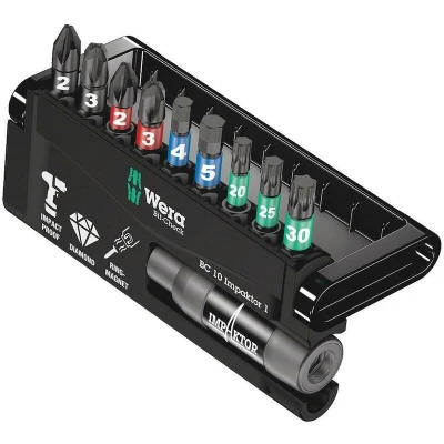 Afbeelding van Wera 8740/51/55/67 9/IDC Impaktor Bit Check 05057680001 Bitset 10 delig Kruiskop Phillips, Pozidriv, Binnen Torx, Inbus Impactor technologie