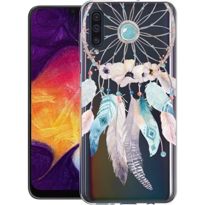 Afbeelding van iMoshion hoesje Geschikt voor Samsung Galaxy A30s / A50 Siliconen Design Transparant Zwart Live Laugh Love