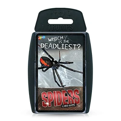 Afbeelding van Top Trumps Spiders Classic kaartspel, ontdek feiten over Goliath vogeleter, zwarte weduwe en wielspin in deze educatieve set, meer dan 2 spelers is een geweldig cadeau