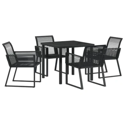 Afbeelding van vidaXL 5 delige Tuin Eet Set Zwart Poly Rattan
