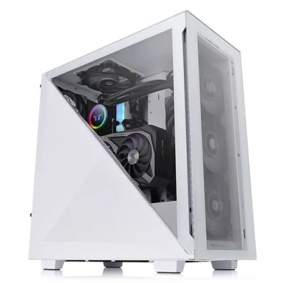 Image de Thermaltake Divider 300 TG Snow Tempered Glass Edition tour ATX panneau latéral fenêtré (verre trempé) pas d&#039;alimentation (PS/2) blanc USB/Audio