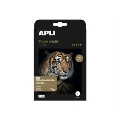 Image de APLI photo Bright Brillant blanc 130 x 180 mm 240 g/m² 50 feuille(s) dossier avec eurohole papier