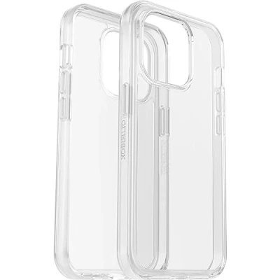 Afbeelding van OtterBox Symmetry Clear beschermhoes voor iPhone 14 Pro, valbescherming, dunne bescherming, ondersteunt 3 x meer vallen dan militaire standaard, antimicrobieel, transparant, levering zonder verpakking