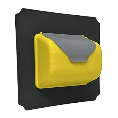 Afbeelding van move and stic Plaat 40 x cm met speelfunctie speelplaat multitool piratenwiel stuurwiel speeltelefoon speeltoren (plaat titaniumgrijs brievenbus geel/grijs)