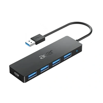 Afbeelding van acer USB 3.0 hub met 4 poorten, multipoortadapter voor pc, MacBook Air, Mac Pro/Mini, iMac, Surface Pro, XPS, PS4, mobiele harde schijf, sticks en meer (21 cm)
