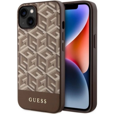 Afbeelding van Guess G Cube Back Case (MagSafe Compatible) Geschikt voor Apple iPhone 14 Plus (6.7&quot;) Bruin