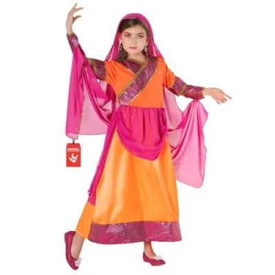 Afbeelding van Morph Bollywood kostuum voor meisjes, oosterse dans kinderen, jurk Indiase sari carnavalskostuum S