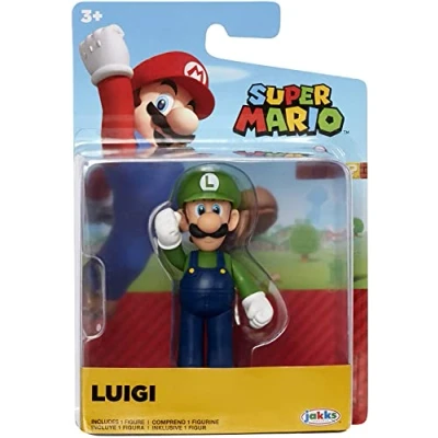 Afbeelding van Jakks World of Nintendo 40130 Super Mario figuur met scharnier, 6,3 cm, Luigi