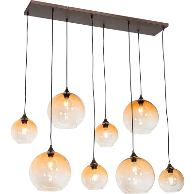 Afbeelding van QAZQA sandra Art Deco Grote hanglamp voor boven de eettafel in eetkamer 8 lichts L 140 cm Brons Woonkamer Slaapkamer Keuken