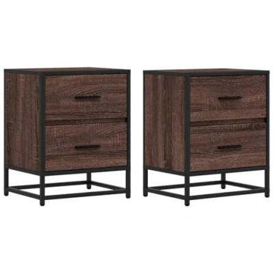 Afbeelding van vidaXL Nachtkastjes 2 st 40x31x50 cm bewerkt hout bruin eikenkleurig
