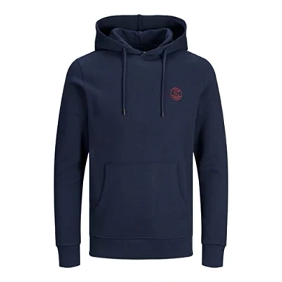 Afbeelding van JACK &amp; JONES Jjebasic logo Sweat Hood Noos heren Sweatshirt met capuchon, Navy Blazer, S