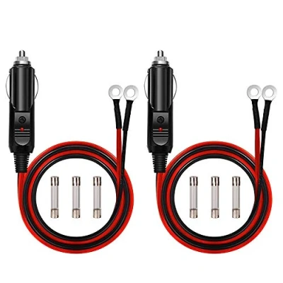 Afbeelding van GTIWUNG 2 stuks auto omvormer kabel 12 V 24 sigarettenaanstekerkabel bus stekker op O ring aansluiting met 15 A zekering, 16 AWG 50 cm voedingskabel voor inverter, luchtpomp