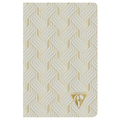 Afbeelding van Clairefontaine 193696C een notitieboek, piqué, genaaide draad, kleur parelgrijs 9 x 14 cm 96 pagina&#039;s gelinieerd, helder papier, ivoorkleurig, 90 g omslag kaart mat collectie Neo Deco voorjaar zomer