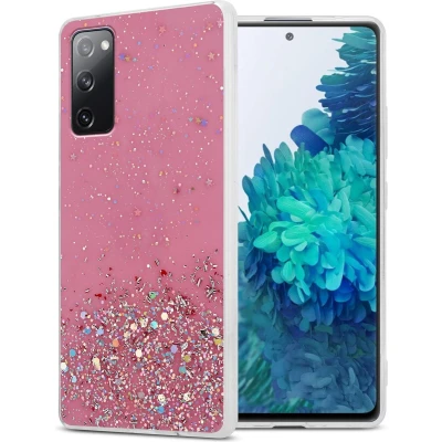 Afbeelding van Cadorabo Hoesje geschikt voor Samsung Galaxy S20 FE in Roze met Glitter Beschermhoes van flexibel TPU silicone fonkelende glitters Case Cover Etui