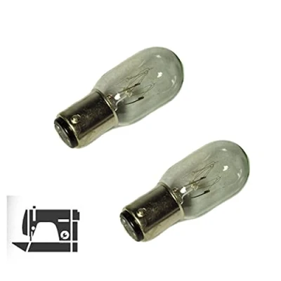 Afbeelding van oniroview Set van 2 vervangende lampen voor naaimachine BA15D 15W 220V bajonet gloeilamp compatibel Singer, Necchi, Janome, dimbaar