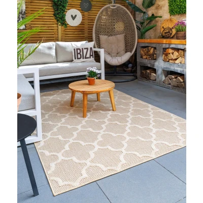 Afbeelding van Buitenkleed Trellis Retreat Beige 160x230 Cm