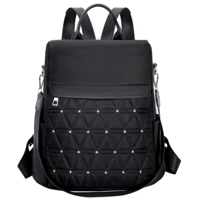 Afbeelding van Eshow Kleine rugzak voor dames, licht, elegant, anti diefstal, middelgroot, school, werk, reizen, zwart, Nero 242, L