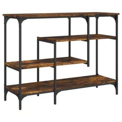 Afbeelding van Wandtafel met schappen 100x35x75 cm gerookt eikenkleurig