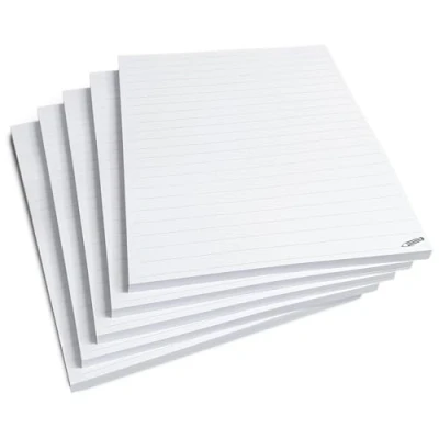 Afbeelding van Notitieblok A5, gelinieerd, 5 stuks, DIN 50 vellen per blok, scheurbaar, 80 g/m² wit papier, voor notities, gedachten