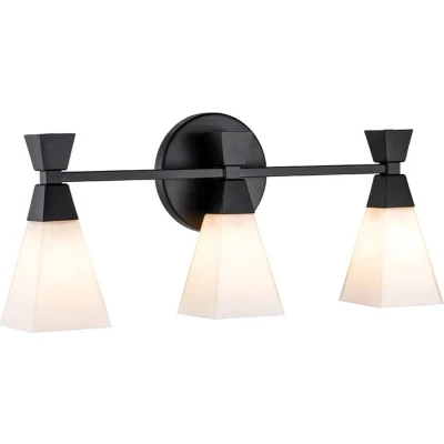 Afbeelding van Badkamer wandlamp Bowtie, mat zwart, 3 lamps