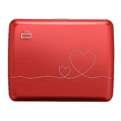 Afbeelding van OGON Smart Case V2 aluminium portemonnee, groot formaat identiteitskaart, rijbewijs, verborgen vak voor munten, RFID bescherming, capaciteit 10 kaarten, Gravure Love, Minimalistisch