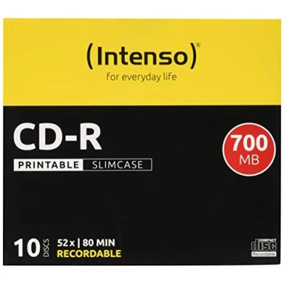 Afbeelding van Intenso 1801622 CD R 80 disc 700 MB 10 stuk(s) Slimcase Bedrukbaar