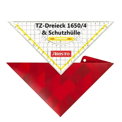 Afbeelding van Aristo AR18054B Driehoek TZ AR1650/4 met Geocover beschermhoes (Hypotenusa 25 cm, afneembare handgreep, inktnoppen, perforatie en magneetsluiting) Basic