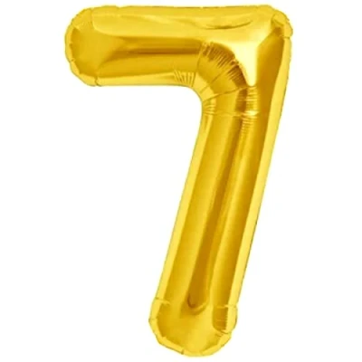 Afbeelding van Ballon voor de 7e verjaardag, Cijfer 7, metallic goud, XXL, reuze, 100 cm, verjaardagsdecoratie Lucht of helium