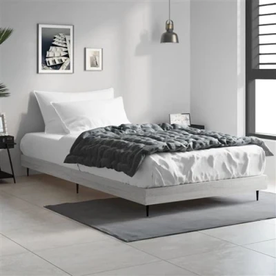 Image de vidaXL Cadre de lit sonoma gris 90x200 cm bois d&#039;ingénierie